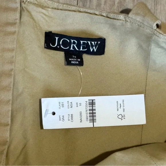 J. Crew Women's Flared Mini Dress in Stretch Chino, Size 16